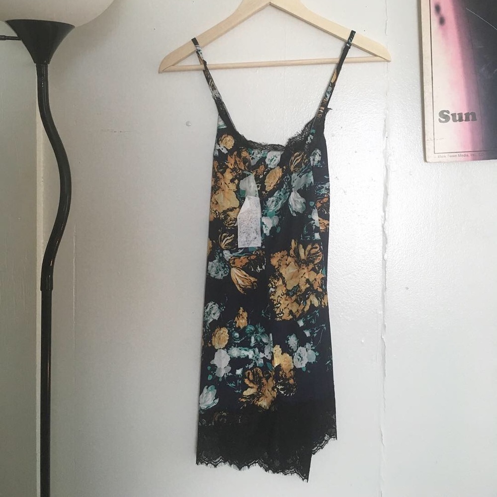TOBI xs floral lace trim slip dress